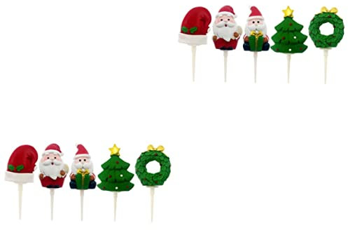 LABRIMP 10 Stk Kuchendekoration aus Harz Weihnachtszahnstocher Topper weihnachtskuchen picks cake topper weihnachten christmas cake decoration Cupcake-Dekorationen Cartoon-Kuchenaufsatz