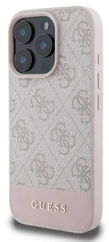 CG MOBILE Guess PU 4G Hard Case With Bottom Stripe For iPhone 16 Pro Max - Pink