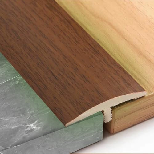 QSPNVFB 4cm T-Profil Übergangsleiste Boden Reducer, PVC Selbstklebend Türschwelle Parkett-Abdeckleiste, Ausgleichsprofil Für Laminat Fugen, Wasserdicht(Brown)