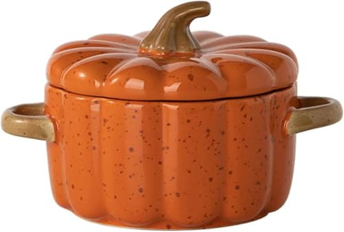 TS TAC-SKY Casseruola In Ceramica Con Coperchio, Forno Olandese, Pentola In Ceramica, Mini Pirofila, Casseruola A Forma Di Zucca, Set Di Ciotole Con Coperchio E Manico