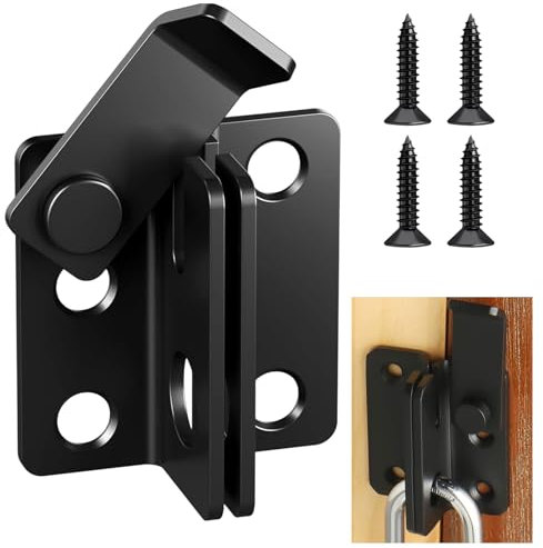 Acero Inoxidable Cerrojo Puerta Exterior, Dejado Abierto Pestillo Puerta Espesar, Viene con 4 Tornillos, Pestillo Puerta Corredera para Puertas, Ventanas, Armarios, Cajones (negro, grande)