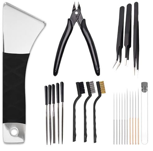 3D Printer Maintance Tool Kit Includes Spatula, Brushes, Wire Cutters, File, Cleaning Needles - Essential 3D Printing Tool Kit for All Printers