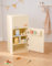 ROBOTIME Wooden Play Fridge for Kids - Realistic Pretend Play Refrigerator with Play Food, Toddler Educational Toy Freezer, Gift for 3+, Play Kichen Appliance for Boys Girls(Creamy Rustic)