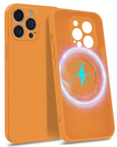 MyGadget Custodia per iPhone 13 Pro [ Quadrupla Protezione ] - Case in Silicone Rigido con Fodera in Microfibra - Cover Arancio