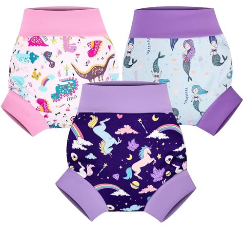 FLYISH DIRECT Baby Riutilizzabile Pannolino da Nuoto, Baby Swimming Nappy, costumi da bagno impermeabili per neonati, 3 pcs, M