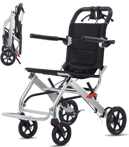 Broobey Rollstuhl faltbar für Erwachsene (6.8KG), Doppelbremsen leicht Transportrollstuhl klappbar für Senioren, 120 Kg Belastbar