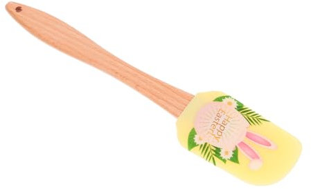 ABOOFAN Osterspatel aus Silikon Kuchenschaber Teigschaber Kerzen herstellen Kuchenständer für Obst Küchenwerkzeug Ostern Holzgriff Spatel Urlaub Spachtel Butterstreuer Kieselgel Yellow