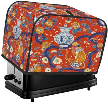 Mexpekil Toaster-Abdeckung, Affen-Vase, Porzellan, chinesischer Stil, stilvoller Schutz für Ihren 2-Scheiben-Toaster, leicht zu reinigen, wasserdicht, hitzebeständig, langlebig, Küchenutensilien