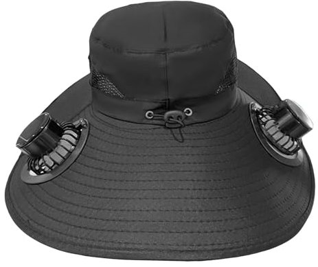 Wide Brim Solar Fan Outdoor Fishing Hat,Ventilator Fischerhut Mütze für Herren,Unisex Sonnenenergie Hut Kappe,Wiederaufladbarer Hut mit Ventilator, Sonnenschutz Lüfter Kappe