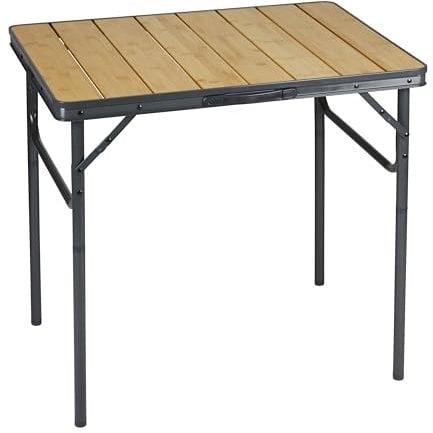 habeig Klappbarer Camping-Tisch, 75x55cm, Höhenverstellbar 35-71cm, Holzplatte, Tragbar