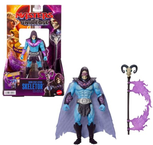 Masters of the Universe Havoc Staff Attack Skeletor Feature Figur | MOTU 14-cm Spielzeug, Dreh- und Auslöse-Action und Zubehör, Bösewicht 2026 Filmgetreu, JKJ00