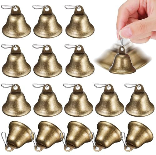 IMIKEYA 20 Stück Vintage Bronze Glöckchen zum Basteln - kleine Glöckchen Weihnachten 38mm Metallglocke Deko Bastelglocken mit Federhaken für Weihnachtsbaum Schmuck Basteln Festival Deko