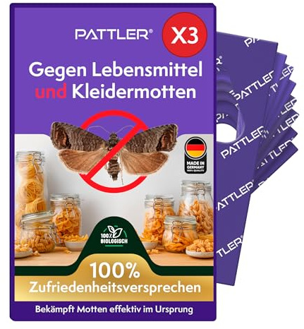 PATTLER® Schlupfwespen gegen Lebensmittelmotten und Kleidermotten - 3 Karten à 4 Lieferungen - Effektiv Motten bekämpfen - Alternative zur Mottenfalle, Mottenspray, Pheromonfalle