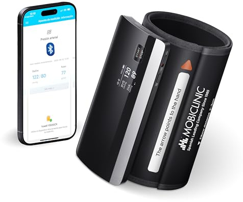 Mobiclinic®, Tensiómetro de Brazo, Digital, Conexión Bluetooth y APP, Guía por Voz, 50 Memorias, Detección de Movimiento, Carga USB, Preciso, Cardiomed