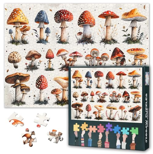 1000-Teile Puzzle für Erwachsene - Essbare Pilze in Farbenpracht, 50x70 cm Detailreiches Naturmotiv, Premium Puzzle für Pilzsammler & Naturfreunde