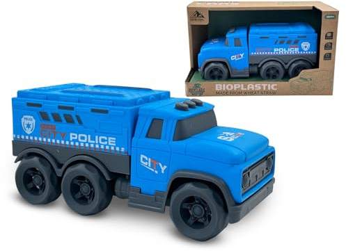 Cicili Polizeiauto Spielzeugauto, LKW Spielzeug für Kinder ab 18 Monaten | Spielzeug aus Weizenstroh‑Kunststoff, BPA‑frei, kindgerechtes Kinderspielzeug, Geburtstagsgeschenk für Jungen und Mädchen