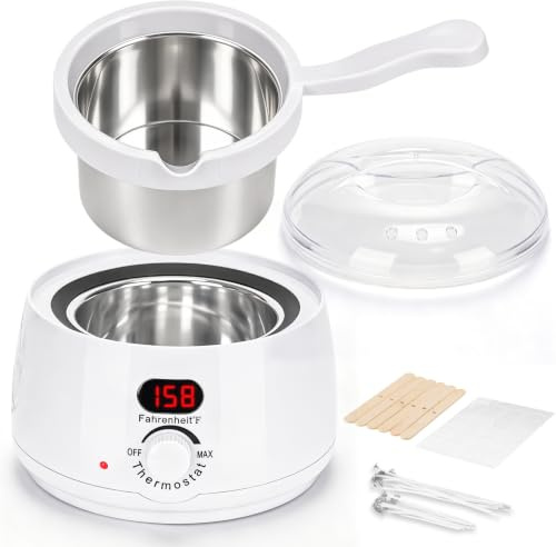 ZEROMX Candle Wax Melter with Pour Spout and Detachable Inner Pot, Electric Digital Wax Heater Candle Making Kit for Adult Beginners, for Candle Making and Soaps, Kit Includes Wicks, Stickers