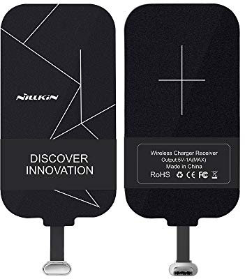 Type C Wireless Charging Receiver, Nillkin Ultra Slimming Qi Wireless Charging Receiver with USB C [Long Version] for Google Pixel 3a / OnePlus 6 / 6T / 7/7 Pro and Other Large Phones