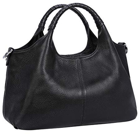 Iswee Damen Handtasche Umhängetasche Hobo Bag, Schwarz