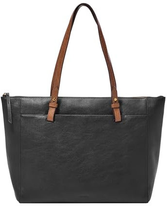 Fossil Damen Rachel Tragetasche, Schwarz/Brauner Griff