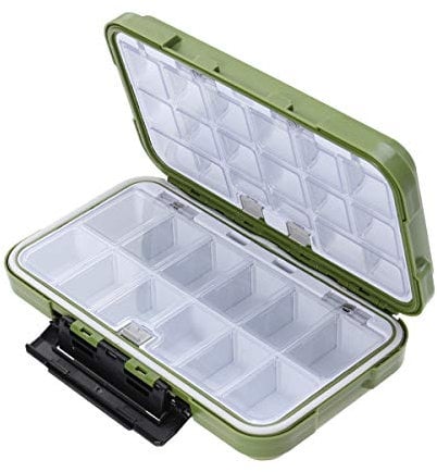 LIOOBO Fliegenbox Angeln Fischhaken Köder Aufbewahrungsbox Kunststoff Angelköder Box für Angel Zubehör L (Grün)