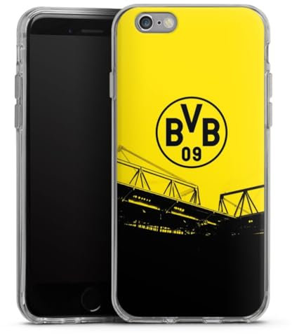 Silikon Hülle kompatibel mit Apple iPhone 6s Case transparent Handyhülle Borussia Dortmund BVB Fanartikel
