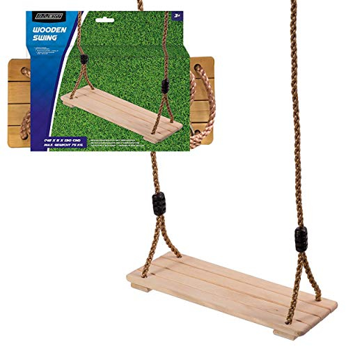 Alert Brettschaukel Kinder Schaukel Garten stabil Holz Natur Holzschaukel -75kg