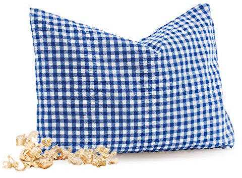 Zirben Familie - bekannt aus dem Fachhandel & der Hotellerie • Blau Kariertes Zirbenkissen • Duftendes weiches Dekokissen 30x20cm • Zierkissen gefüllt mit natürlichen ZirbenFlocken