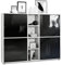 Vladon Highboard Cuba V3, Made in Germany, Weiß matt/Schwarz Hochglanz - Moderne Anrichte mit 12 Fächern (130,5 x 105,5 x 35,5 cm)