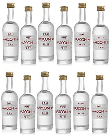 POLI GIN MARCONI 46 DISTILLED DRY GIN 5 CL MIGNON MINIATURE 12 BOTTIGLIETTE
