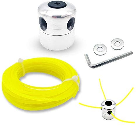 Universal Aluminium Trimmerkopf Nylon Mähschneider Kopf mit Trimmer Trimmerfaden Schraubenschlüssel Unterlegscheibe Spulenkopf Freischneider zubehör Set