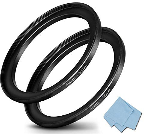 KOMET - Anello Step Up da 49 mm a 58 mm (obiettivo da 49 mm a filtro 58 mm), accessorio per convertitore obiettivo ad anello (2 pezzi)