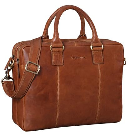 STILORD 'Zacharias' Vintage Porte-Documents en Cuir Grand XL pour PC Portable 15,6 Pouces Sac d'affaires pour Homme Femme Attachable, Couleur:maraska - Marron