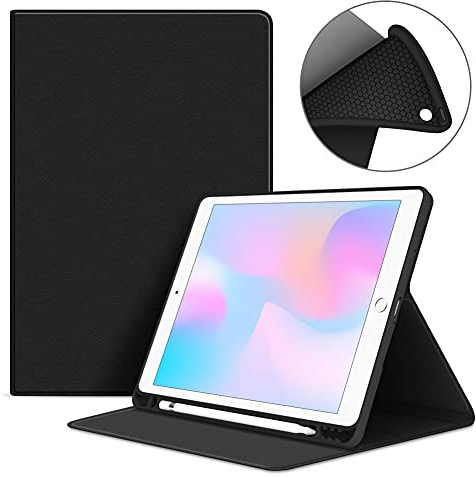 VAGHVEO Funda para iPad 9ª Generación 10.2 2021/iPad 10,2 2020 8ª/ 7ª10.2 2019 Smart Case Cover con Soporte para Pencil, Flexible Suave TPU Cubierta Trasera Carcasa Protectora, Negro
