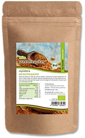 Mynatura Bio Dattelzucker I Pflanzlicher Zucker I 100% aus Datteln I Zuckeralternative I Aromatisch I Orientalische Süße I Naturprodukt I Ohne Zusätze I Im Beutel (1000g)