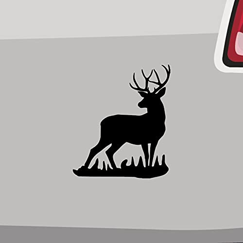 Sticker Hirsch im Gras Autoaufkleber Decal Deer Rotwild Reh Jäger Vinyl Decal in 6 Größen und 21 Farben