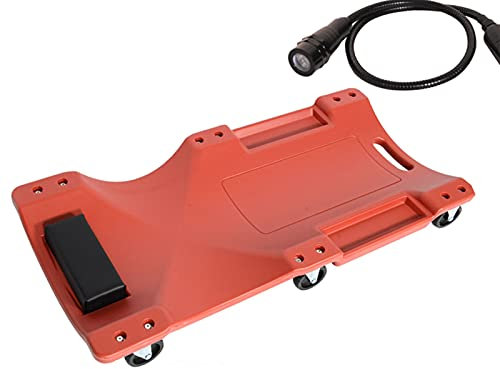 ARCH Autoreparatur Liegender Brett Mit 6 Mobilen Riemenscheiben, Elastischer Kopfstütze, Rollbrett Werkstatt, Werkstatthocker Für Werkstatt, Autowerkstatt (Color : Red, Size : with Light)