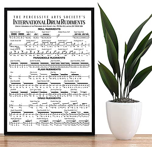 BKLAVA Leinwanddruck, Motiv: Geschenke für Schlagzeuger, internationale Trommelrudimente, Leinwanddruck, Musikunterricht, Trommel für Musiklehrer, ungerahmt, 61 x 91,4 cm Poster