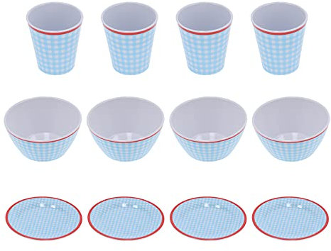 Juego de vajilla, juego de vajilla para el hogar de 12 piezas Juego de platos y tazas de rejilla azul claro reutilizable para el hogar Restaurante Cocina