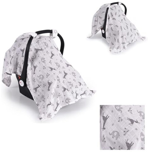 Cangaroo Babyschale Abdeckung, Sonnenschutz, atmungsaktiv, waschbar, ab Geburt, Farbe:grau/weiß