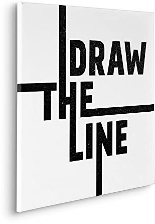 Komar Keilrahmenbild im Echtholzrahmen - Typo Draw the Line - Größe 60 x 60 cm - Wandbild, Kunstdruck, Wanddekoration, Design, Wohnzimmer, Schlafzimmer