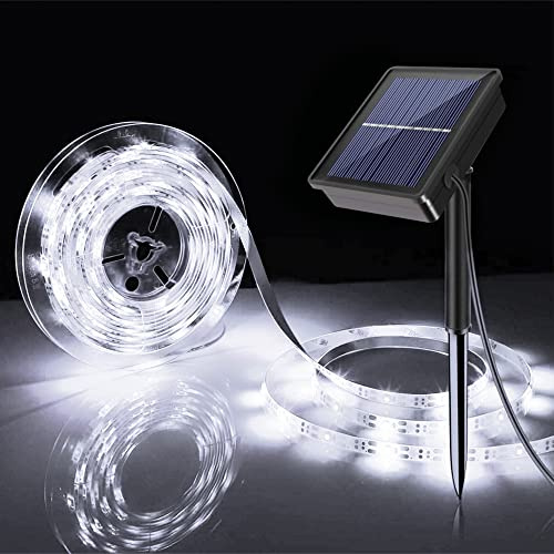 Striscia di Luce Solare ,180 luci a LED Striscia luminosa a energia Solare, IP67 Impermeabile catena di luci a LED per esterni,Luci Decorative Luci per giardino, portico, casa, patio (5m, Bianco)