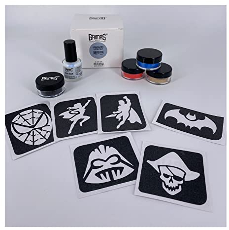 GRIMAS Glitzer-Tattoo Set Sparkling Hero, Profi-Schminkset, wasserfeste, wischfest, fürs Kinderschminken, Karneval, Halloween und mehr, sehr hautverträglich, plastikfrei, Superheldenmotive
