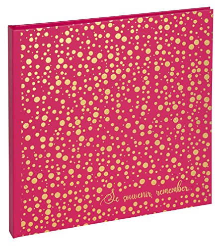 Exacompta - 16392E - Álbum de fotos PLUM' book - 60 fotos - 30 páginas blancas - tamaño 25 x 25 cm - cubierta de papel imitación piel frambuesa - marca e inscripción de lunares dorados en relieve