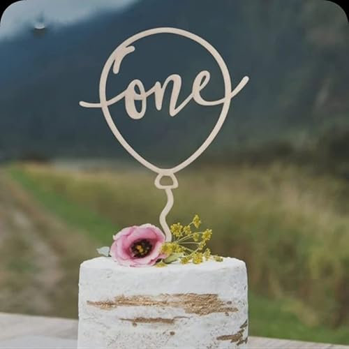 Wooden Gold First 1st Birthday Cake Toppers Age One Kid's Britdhay Party Decors Decoration Double Sided Anniversary