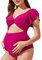 Harssidanzar femmes Summer Maternity Wear maillot de bain tout en un maillot de bain taille haute coupe moelleuse avec fourche à l'avant KL301EU,Roserouge,Taille S