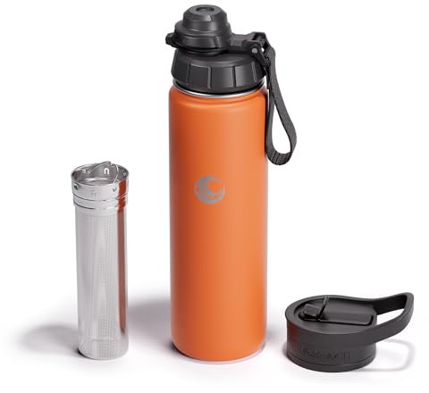 Vesmoon 24 Oz Tea Infuser Bottle - Insulated Water Bottle, Loose Leaf Tea Infuser with Straw & Chug Lid, Tea Infuser Flask, Stainless Steel Tea, coffee & Fruit Infuser Bottle - Leak Proof Nomad Series