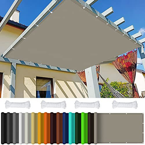 Voile d'ombrage Auvent Rectangulaire UV 1 x 5 m Voile d'ombrage sur Mesure Bâche ombragée pour Jardin Terrasse Camping Fête Piscine, avec Corde, Kaki