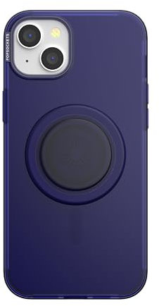 PopSockets iPhone 15 Plus Case with Phone Grip and Slide Compatible with MagSafe, Phone Case for iPhone 15 Plus, Wireless Charging Compatible - French navy