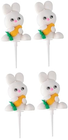 HOMSFOU 4 Stück Häschen-kuchendekoration Hasenkuchen-picks Kaninchen-dessert-picks-dekor Hasenkucheneinsatz Karotten-cupcake-topper Osterkuchen Topper Hasen-dekor Baby Ton Nachtisch Obst